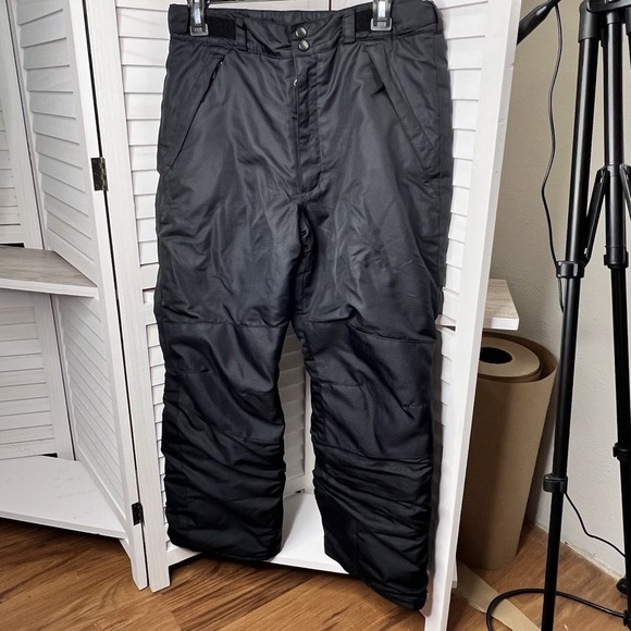 All In Motion Snow Ski Pants Youth XLarge Solid Black Nylon Adjustable Waist EUC - Picture 1 of 7